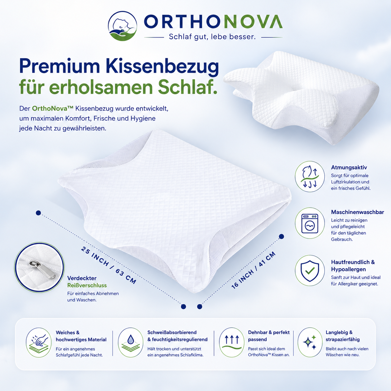Atmungsaktiver Mikrofaser-Kissenbezug für OrthoNova™