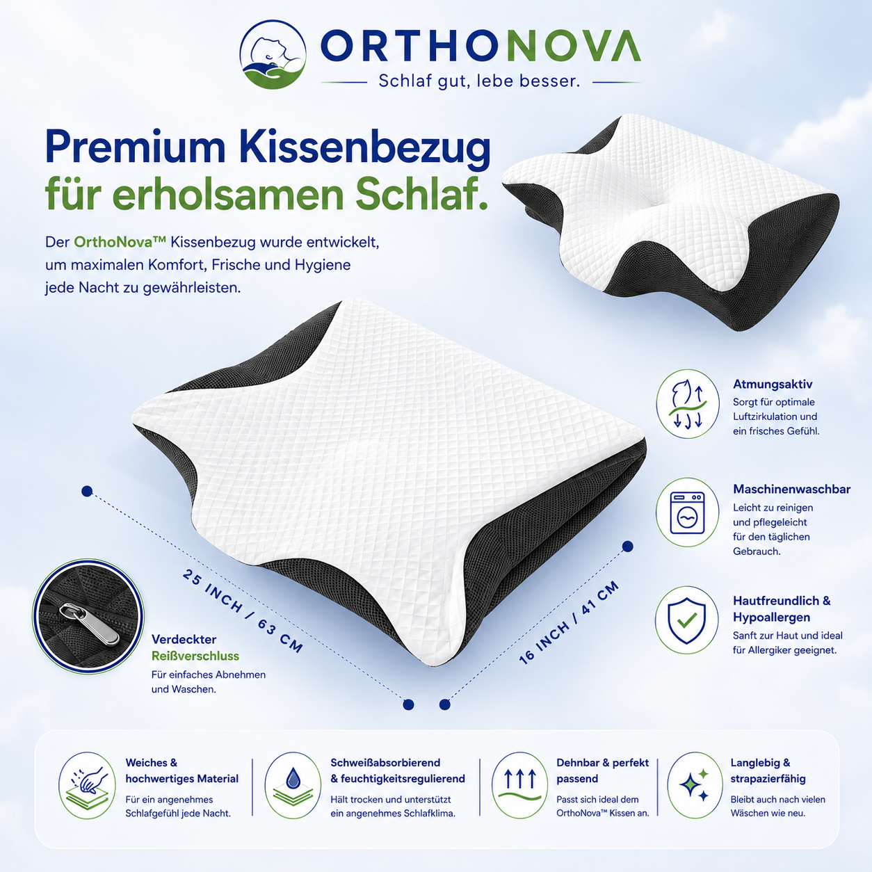 Atmungsaktiver Mikrofaser-Kissenbezug für OrthoNova™